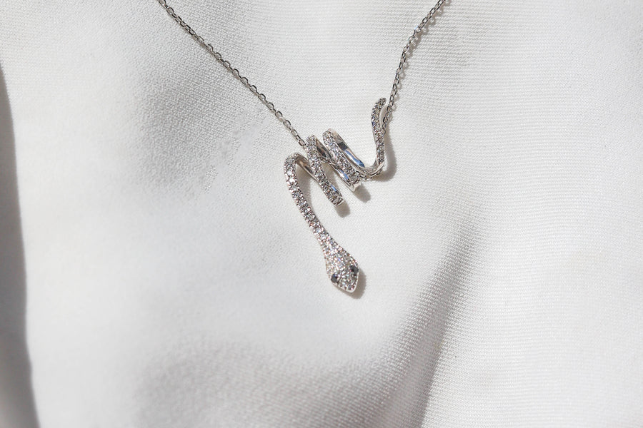 BLACK DIAMOND SNAKE PENDANT + CHAIN