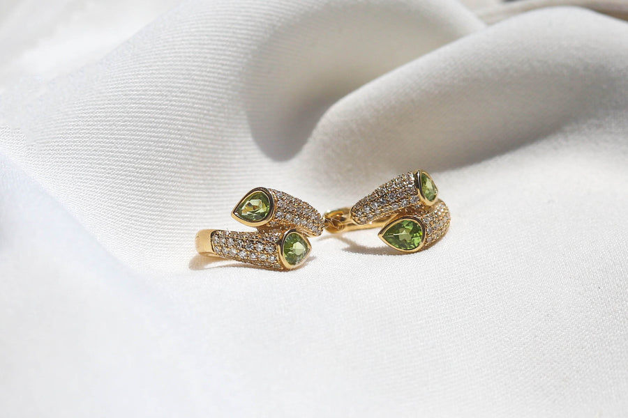 GOLD DIAMOND & PERIDOT EARRINGS