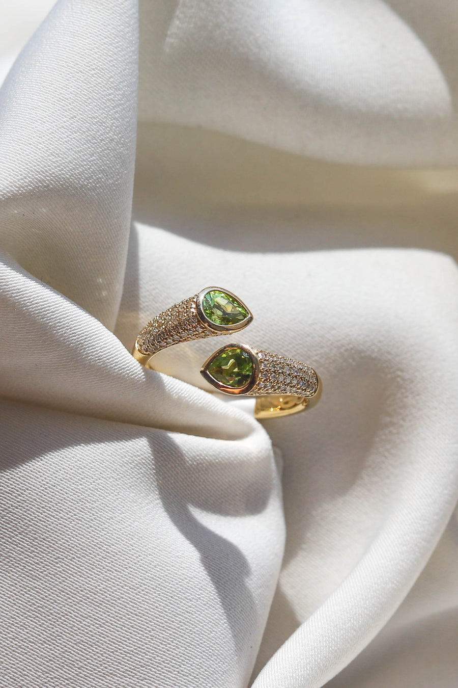 TWO STONE PERIDOT RING