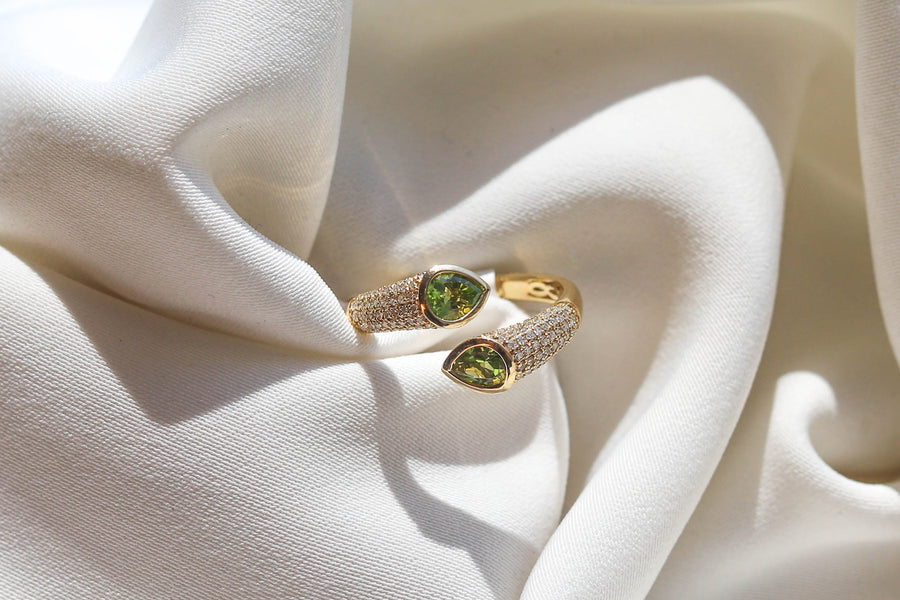 TWO STONE PERIDOT RING