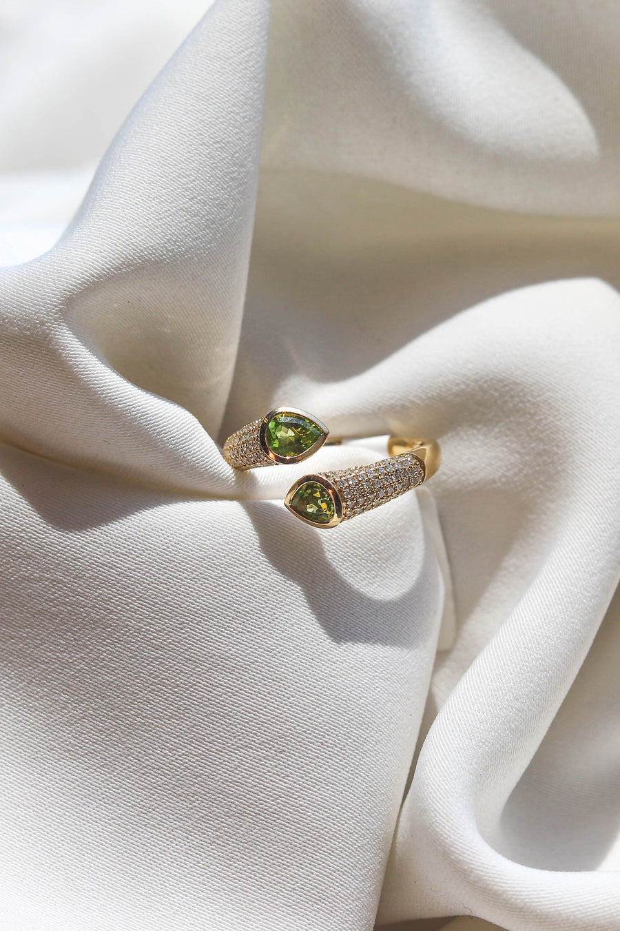 TWO STONE PERIDOT RING