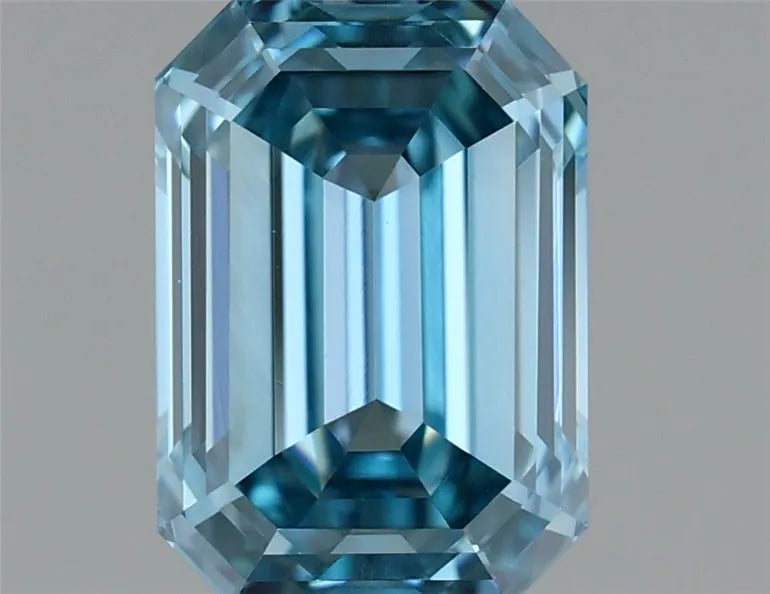 1.24ct Emerald Lab Grown Diamond (Colour Fancy Vivid Blue, Clarity VVS2, IGI Certified)