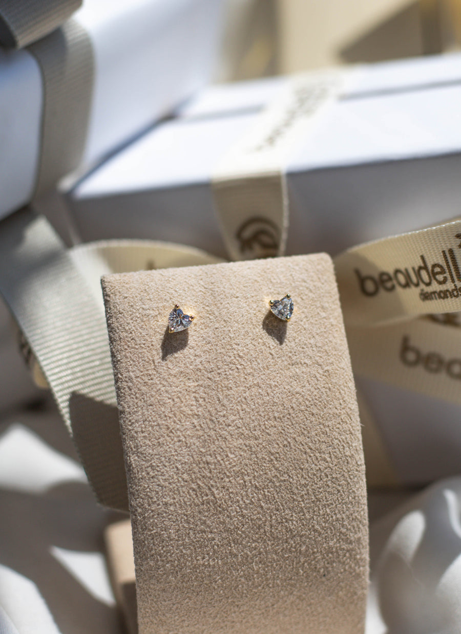 Diamond Heart Shaped Studs