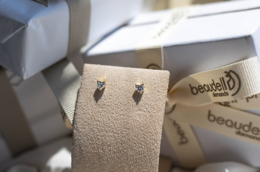 Diamond Heart Shaped Studs
