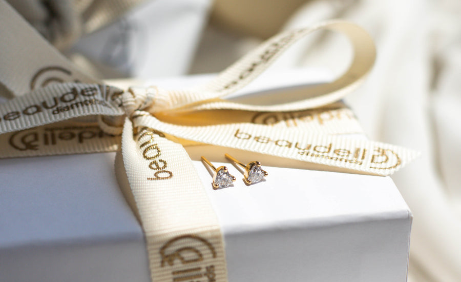 Diamond Heart Shaped Studs