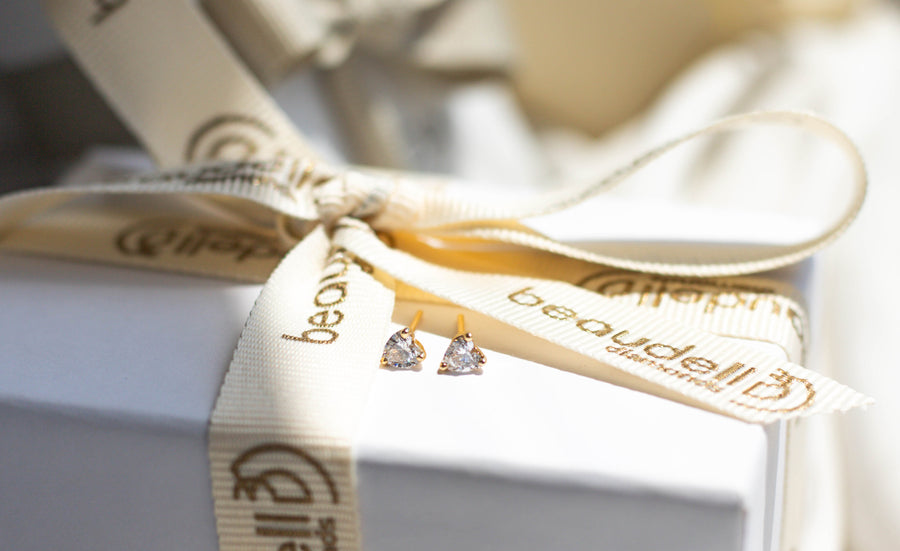 Diamond Heart Shaped Studs