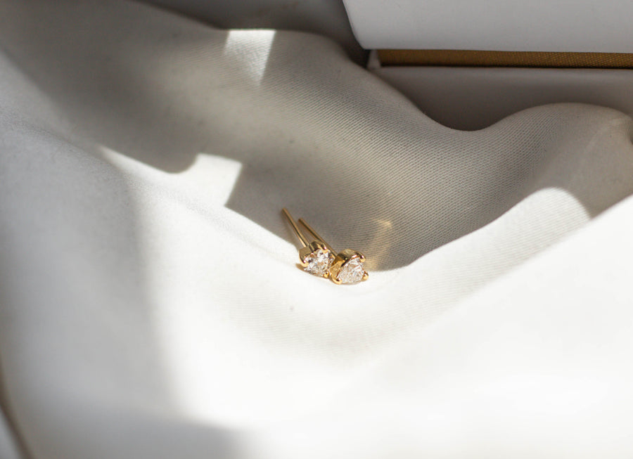 Diamond Heart Shaped Studs