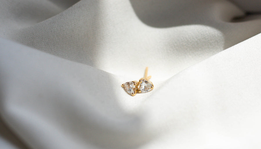 Diamond Heart Shaped Studs